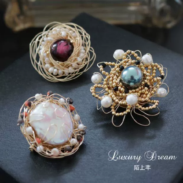 陌上 芊 Trâm cài Baroque Pin nhỏ trang trí khăn lụa khóa cao cấp sử dụng pin kép