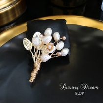 Unshangqian natural freshwater pearl Bouquet brooch pin Korean luxury atmospheric clothing accessories