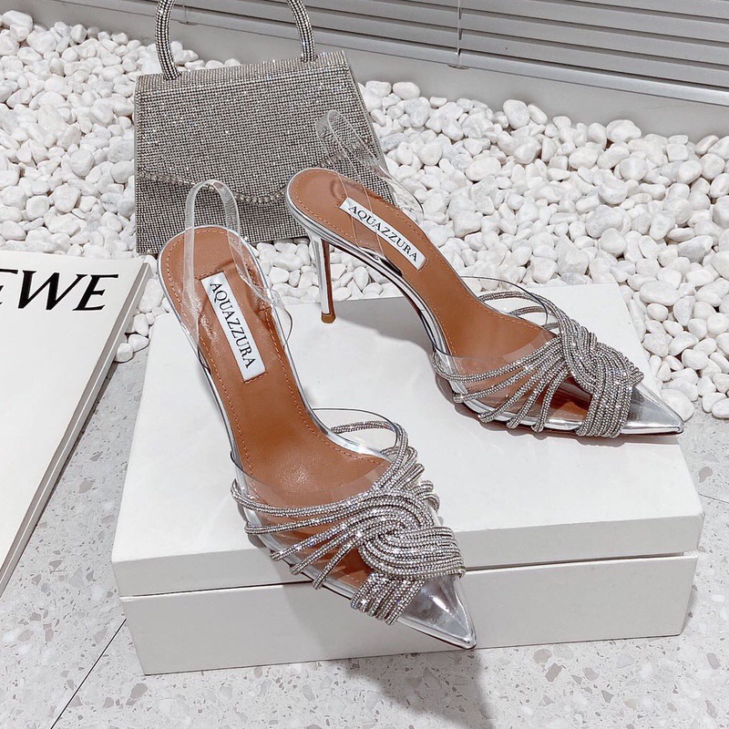 Aquazzura Rhinestone High Heels Pvc Transparent Sandals Pointed Toe Stiletto Sexy Women's Shoes Pineapple Toe Women's Sandals Aquazzura Rhinestone High Heels Pvc Transparent Sandals Pointed Toe Stiletto Sexy Women's Shoes Pineapple Toe Women's Sandals