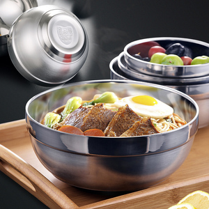 【304不锈钢】双层碗防烫隔热碗