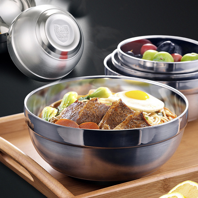 【304不锈钢】双层碗防烫隔热碗