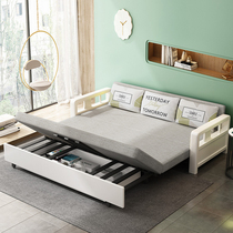 Solid wood sofa bed with double-purpose single double sitting bedroom with foldable small family room book room Multi-functional storage