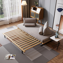 Nordic Solid Wood Multifunction Dual-use Sofa Bed Living-room Small Family Type Cramp Folding Mesh Red All-Detached Wash Modern Bed