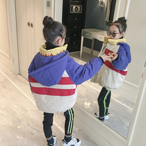 Girls cotton-padded clothes 2019 new middle-aged childrens fashion hooded padded jacket childrens cotton coat tide