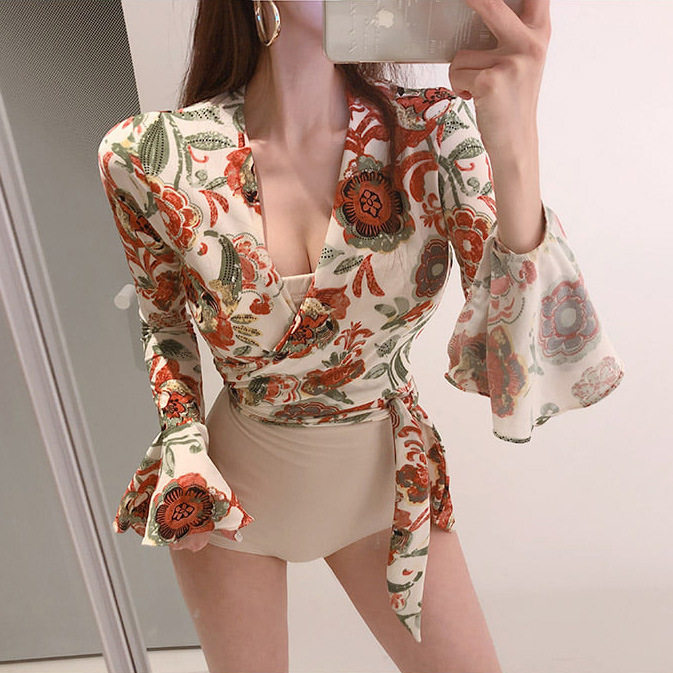 Even body swimsuit women's 2021 new cover slim conservative students small frescoed plethora of spa spa bikini