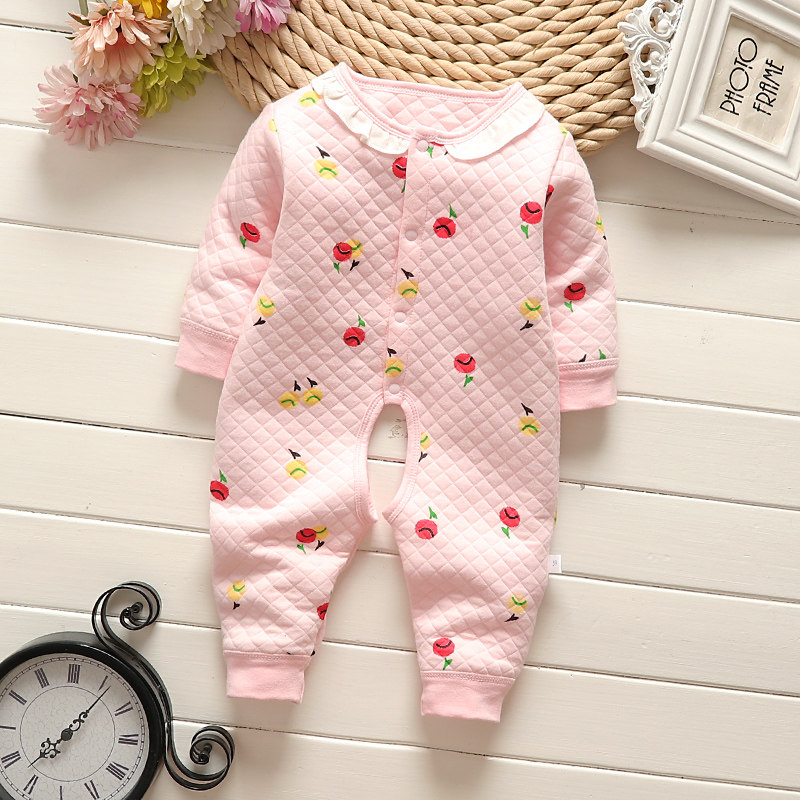 Spring and autumn baby warm jumpsuit male and female baby romper newborn thin cotton warm clothing baby clothes 0-1 years old - Taobao