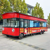 Lengthened and widened large electric four-wheeled snack car table and chairs dining car fast food car mobile stall breakfast car