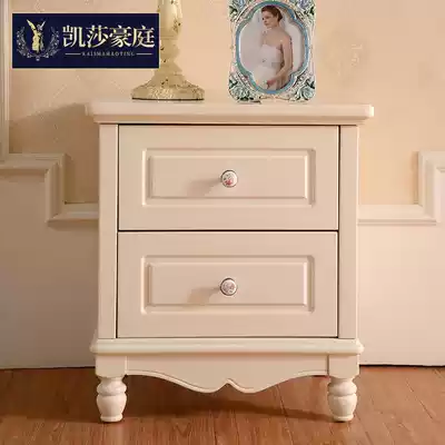 European bedside table Korean pastoral nightstand bedroom bedside solid wood drawer side panel style bedside locker