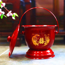 New adult children High foot enamel Enamel Spittoon Wedding items Wedding Red Toilet Children and grandchildren Barrel Bride Escort
