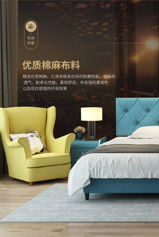 Nội thất khách sạn tùy chỉnh tiêu chuẩn phòng đơn đôi gỗ rắn đặc biệt giường khách sạn 1,2m1,35 1,5 m đầu giường bằng túi - Nội thất khách sạn