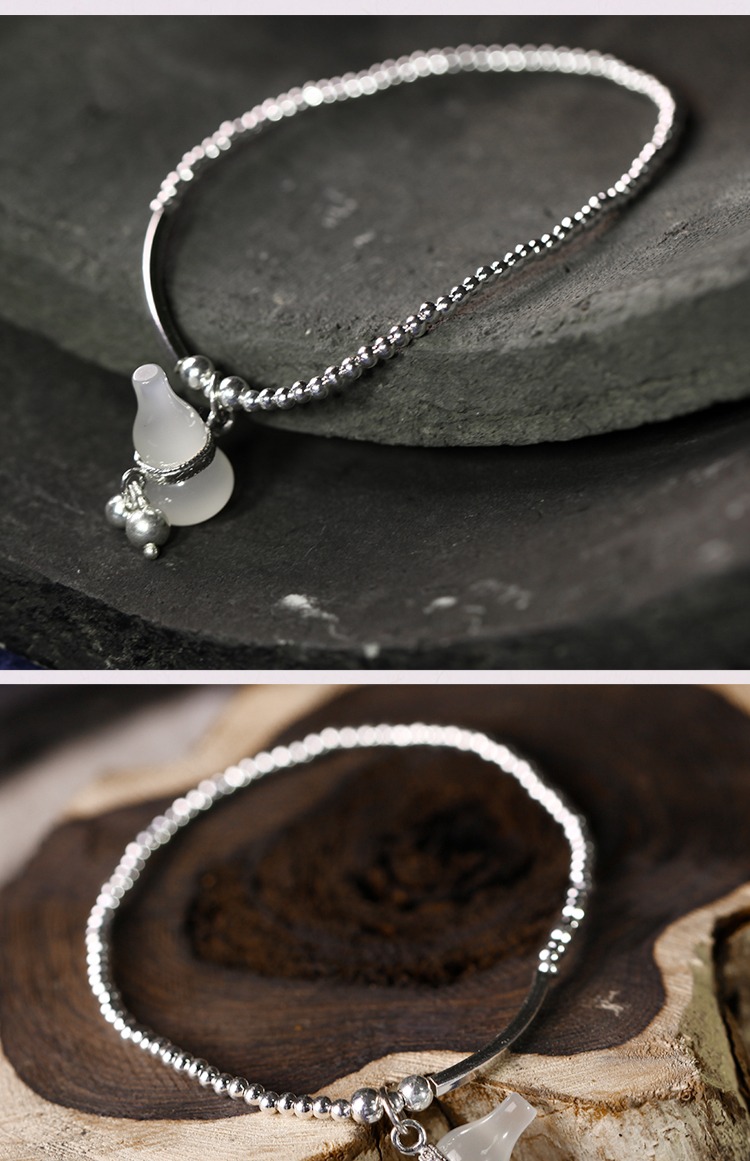 S925 sterling bạc tự nhiên chalcedony vòng chân nữ vòng tay ngọc bích Thái bạc 2019 mới chân nhẫn quà tặng bạc lắc chân nữ pnj