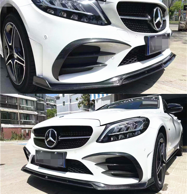Suitable for 19-21 W205 Benz C C260 C260 C300 C43 C43 retrofitted carbon fiber front shovel front lip chin
