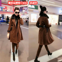 New female tide shake sound palm merchant with the same wild net red street shot brown wool collar corduroy large wind clothes jacket