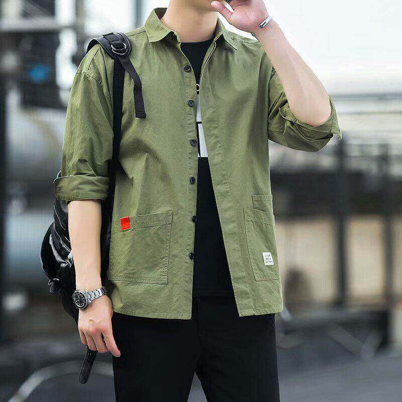 Men's Long-Sleeved Work Shirt with Multiple Pockets, Thin Summer Casual Shirt, Loose Fit, Spring and Autumn Sun Protection Jacket Men's Long-Sleeved Work Shirt with Multiple Pockets, Thin Summer Casual Shirt, Loose Fit, Spring and Autumn Sun Protection Jacket