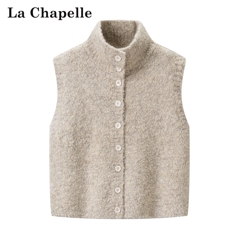 La Chapelle Retro Looped Knit Turtleneck Vest for Women, Autumn and Winter Sweater Vest, Layered Vest, Slimming Waistcoat