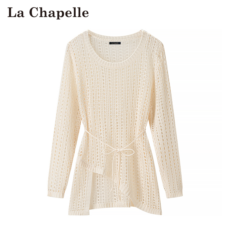La Chapelle 2026 Spring Irregular Hollow Out Pullover Sunscreen Shirt for Women, Lazy Style Tie-Waist Blouse Top La Chapelle 2026 Spring Irregular Hollow Out Pullover Sunscreen Shirt for Women, Lazy Style Tie-Waist Blouse Top