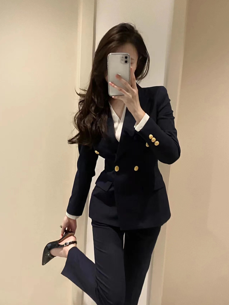 New Women's Autumn Fashion Suite College Students Civil Service Interview Career Fashion Excurate Lean Temperament Free-to-Suit Possuits-Taobao