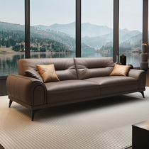 Office Sofa Leather Simple Modern Reception Negotiation Meeting Office Leisure Area Straight Three-Seater Coffee Table Combination