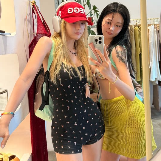 New Sexy Floral Print One-Piece Swimsuit for Women, Summer Low-Cut Strapless Slim-Fit Bodycon Vacation Swimwear