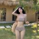 New Retro Plaid Split Skirt-Style Swimsuit, Feminine and Sexy, Pure Desire, Small Bust Push-Up, Hot Spring Resort Swimwear Three-Piece Set