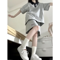 vintage casual sports suit female summer student Korean version loose short sleeve t-shirt 50% pants running two sets