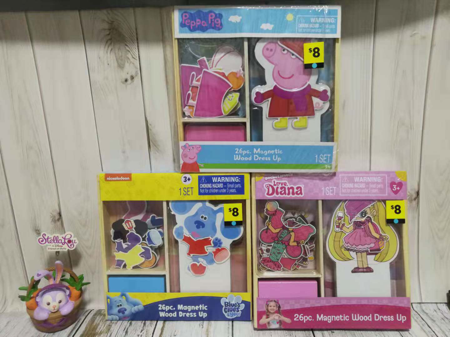 3-4-5 years old export puzzle boy magnetic changing box blue dog diana piggy page wooden puzzle toy