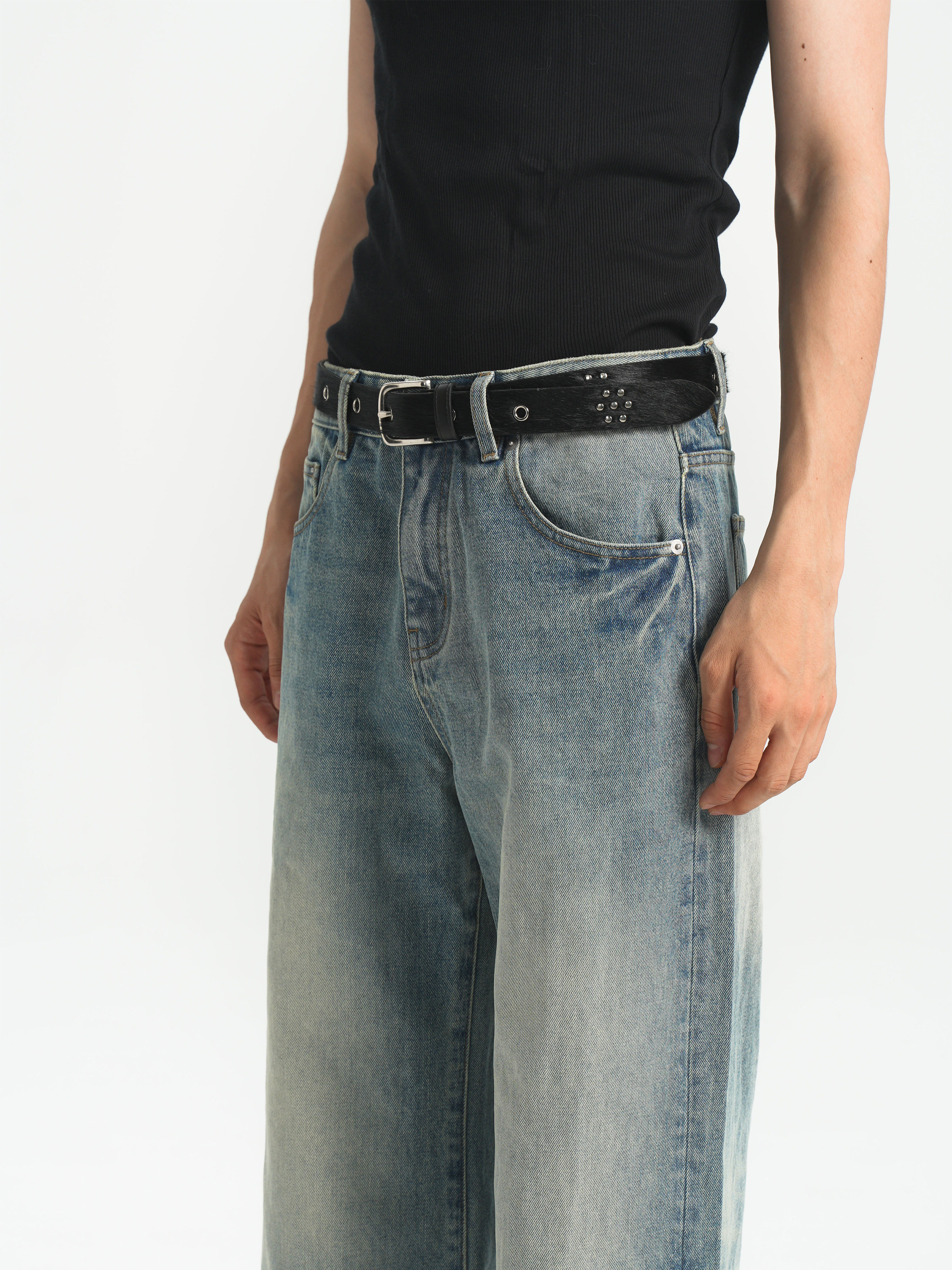 PURESQUARE Studded Leather Belt