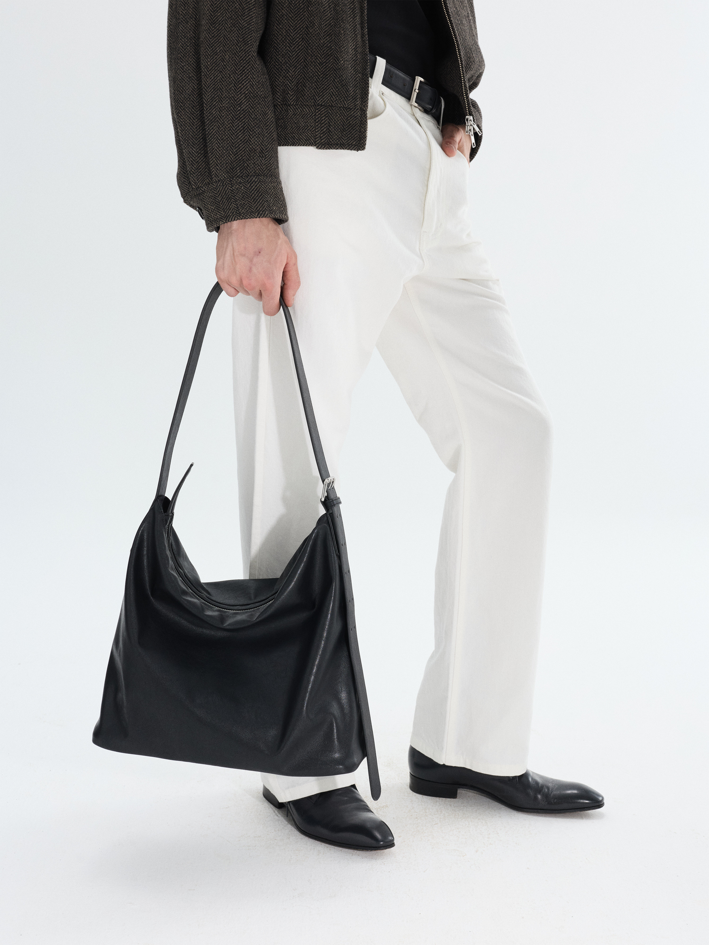 PURESQUARE Vintage Leather Hobo Crossbody Bag