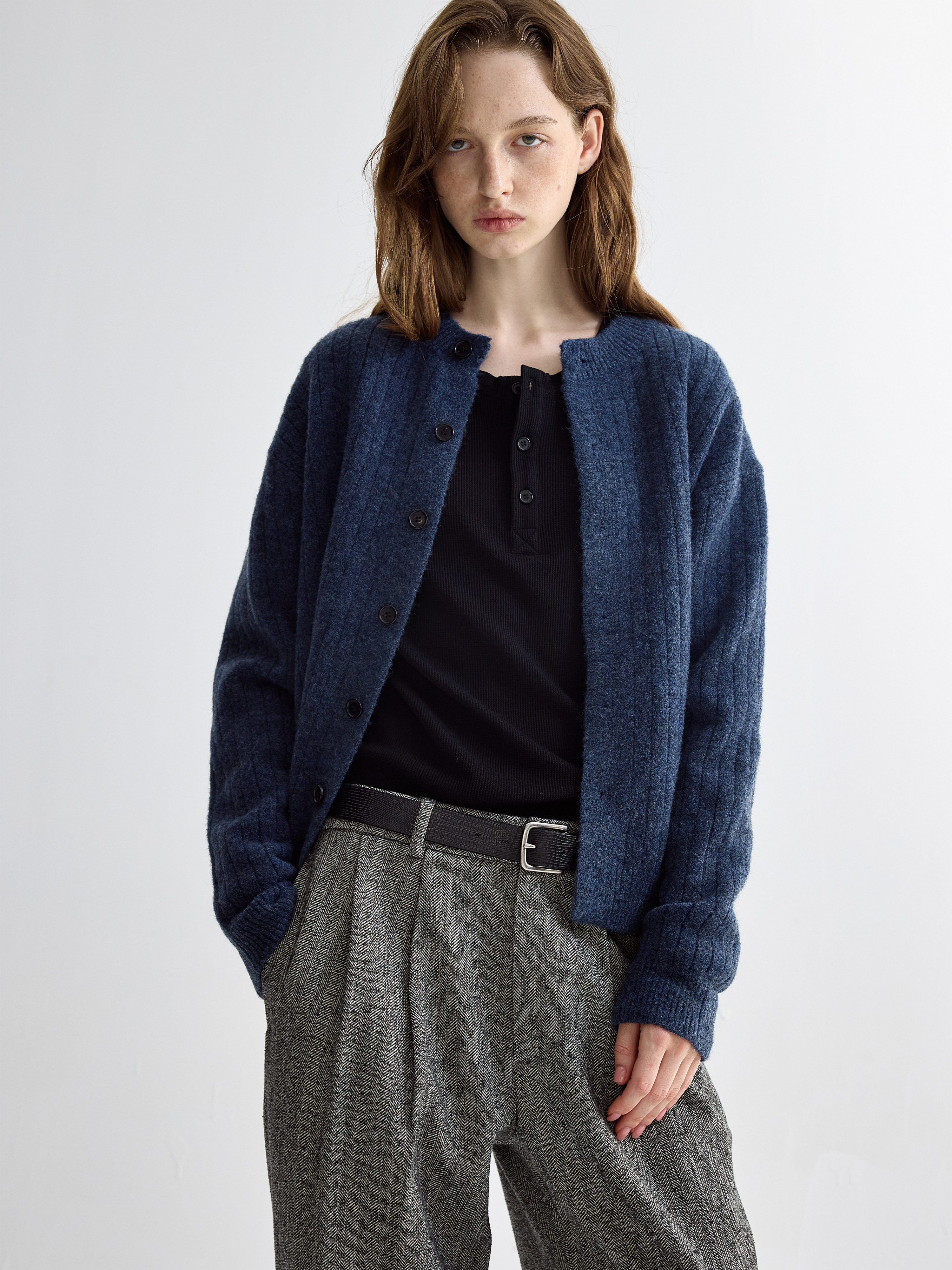 PURESQUARE Wool-Blend Relaxed Cardigan