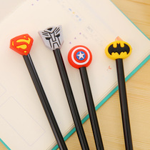 Creative Water Pen Cartoon Cute Soft Gum Black Middle Sex Pen Hero League Sign Pen 038mm Stationery