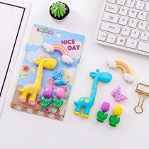 New Years Day Ideas cartoon Card Long Neck Deer Rainbow Eraser Students Rubber Stationery Learn Little Gift Gifts