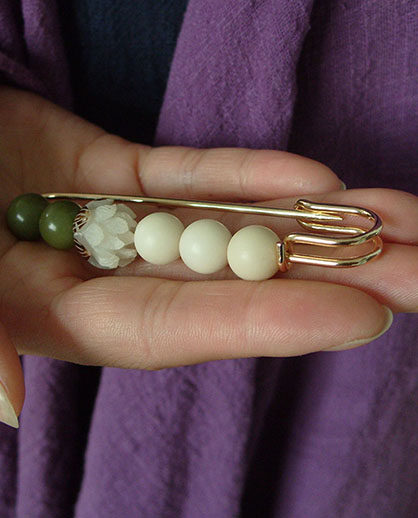 Lotus Bodhi Pins Trâm Nữ Corsage Shawl Khóa Với Áo len Trắng Xanh Handmade Trang sức - Trâm cài cài áo cao cấp