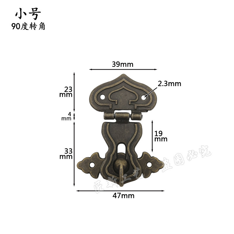 Small 90° wooden box vertical shaft buckle packaging box antique buckle lock heart-shaped gourd lock retro wooden box buckle