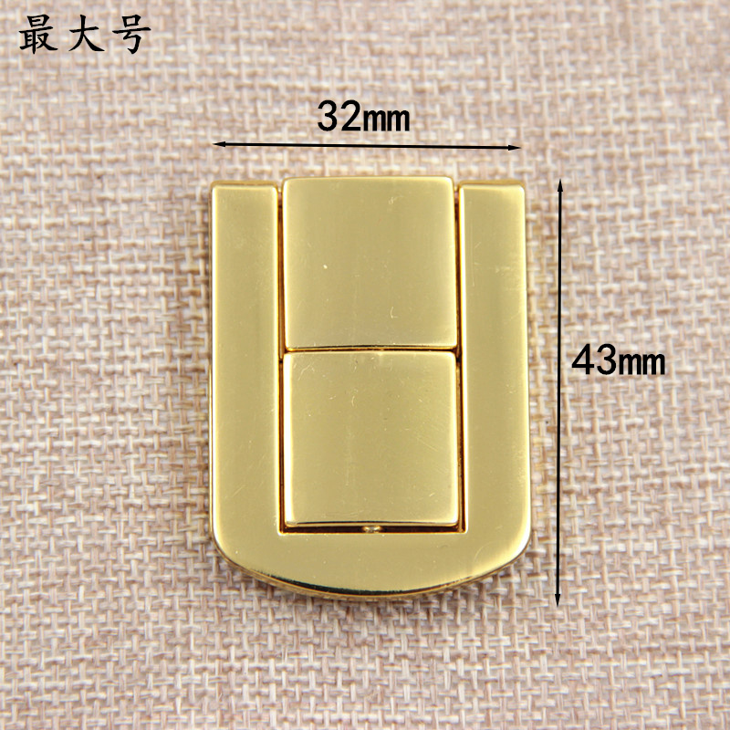 High-grade gift box buckle bag buckle alloy square buckle leather box lock wooden box accessories red wine box Japanese word buckle imitation gold