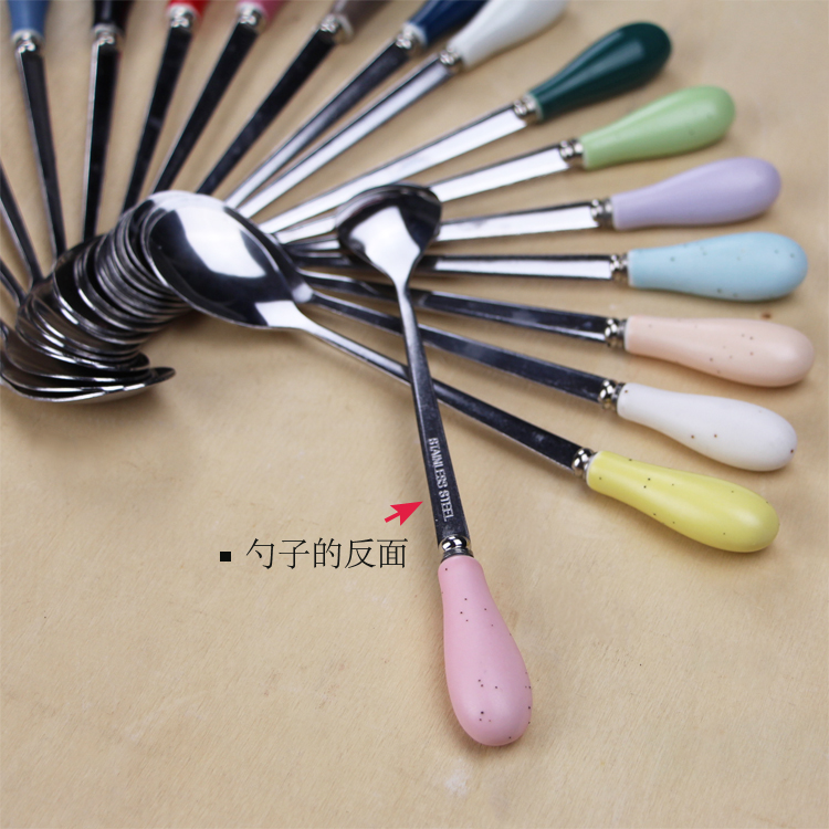 Muỗng sáng tạo tay cầm dài màu men cà phê thìa thìa thìa tây muỗng inox muỗng gốm cầm thìa - Cà phê bình pha cafe