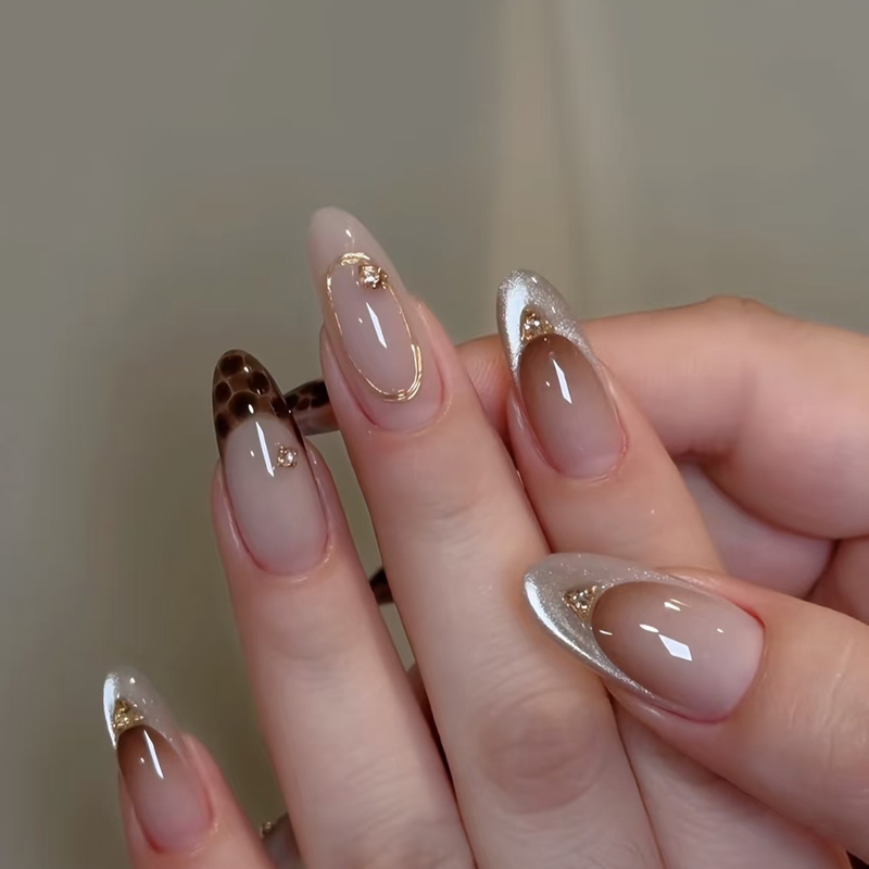 Oh Ni~ Purely Handmade French-Style Cat-Eye Leopard Print Wearable Nail Art Finished Product for Autumn and Winter, Enhances Complexion, Amber-Like Elegant Nail Stickers Oh Ni~ Purely Handmade French-Style Cat-Eye Leopard Print Wearable Nail Art Finished Product for Autumn and Winter, Enhances Complexion, Amber-Like Elegant Nail Stickers