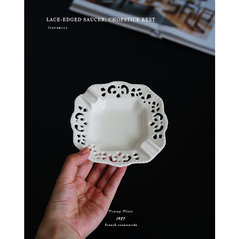 Export Scandinavian Simple Cut Out Lace Ceramic Restaurant Tableware Chopstick Holder Hot Pot Sushi Dipping Saucer Appetizer Dish Export Scandinavian Simple Cut Out Lace Ceramic Restaurant Tableware Chopstick Holder Hot Pot Sushi Dipping Saucer Appetizer Dish