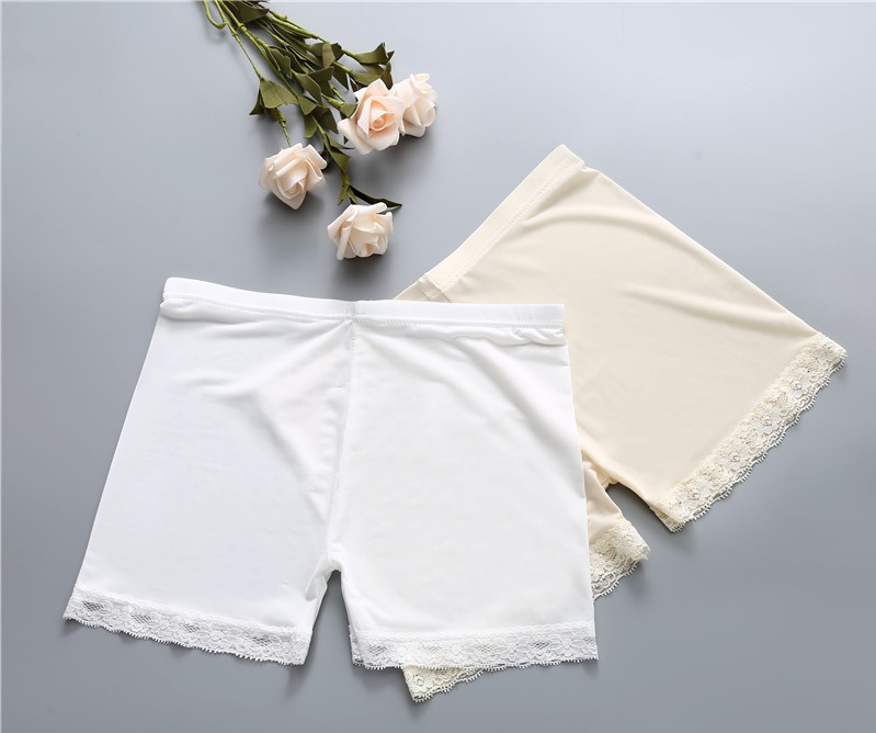 Quần an toàn chống ánh sáng mùa hè ren nữ có thể mặc băng lụa ba điểm quần short bảo hiểm không có dấu vết mỏng xà cạp quần short thun nữ