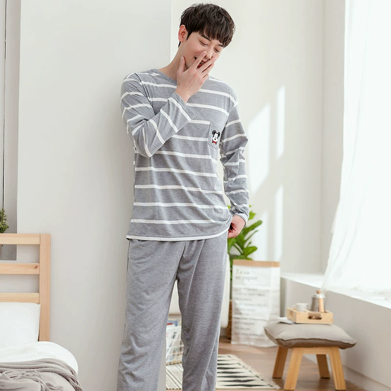 Bộ đồ ngủ cotton mùa thu đông nữ dễ thương 2018 phiên bản Hàn Quốc mới của cặp đôi dịch vụ tại nhà cho nam bộ đồ dài tay