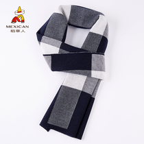 Scarecrow mens scarf autumn and winter New Korean version of simple Joker casual British Plaid mens dual-purpose bib to keep warm