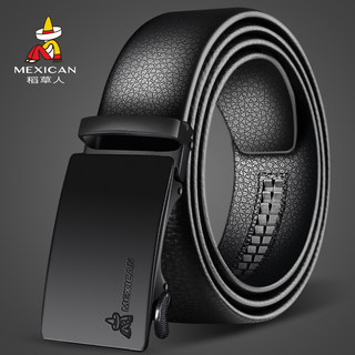 Scarecrow Men's Belt Genuine Leather Automatic Buckle First Layer Cowhide Belt Business Belt for Young and Middle-Aged Men Korean Style Trendy