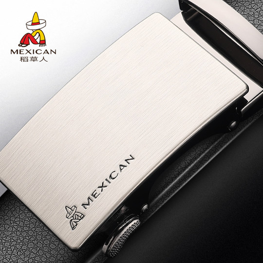 Scarecrow belt men's genuine leather first layer pure cowhide automatic buckle belt business casual casual youth trouser belt Korean version