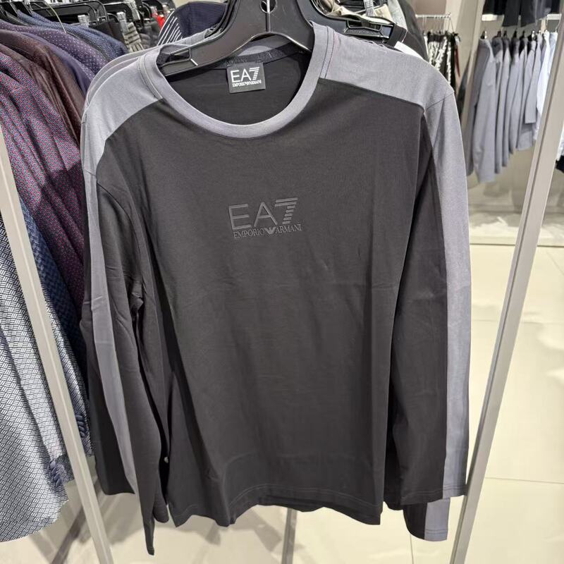 Ea7 Emporio Armani Men's Black Color-Blocked Long-Sleeved T-Shirt 7m002623 Purchasing Agent 10.16Mc