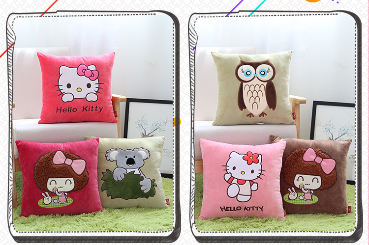 Phim hoạt hình phòng khách gối sofa nữ nhung đệm xe văn phòng trở lại gối vuông không có lõi gối mền 2 trong 1