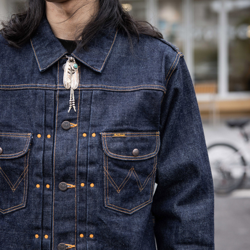 Red Wind 11Mj Original Color Denim Jacket for Men, 18oz Heavyweight Short Slim-Fit Denim Jacket, Same Style as Lennon