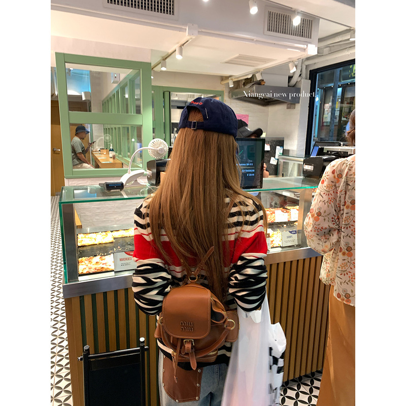 Coriander No Spicy Flavor Xiangcai Color-Block Loose Striped Knit Sweater for Women, Autumn Casual Round Neck Top Coriander No Spicy Flavor Xiangcai Color-Block Loose Striped Knit Sweater for Women, Autumn Casual Round Neck Top