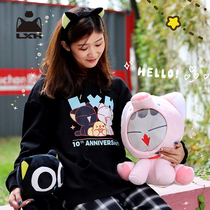 Luo Xiaoxia black sweater women loose autumn and winter plus velvet couple oversized sweater warm thick plus velvet sweater