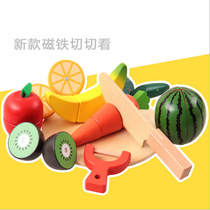Fruit and vegetable cutting le childrens wooden simulation house toys cutting look at the kitchen set girl male baby