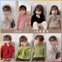 2021 girl sweaters autumn and winter half height collar pure color 100 hitch children stitch cardiovert garnter thickened baby beating undershirt