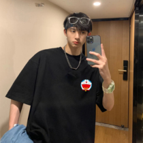 2021 Summer trends t-shirt men loose printed short sleeves new round collar casual half sleeves 50% sleeves 5 points blouses